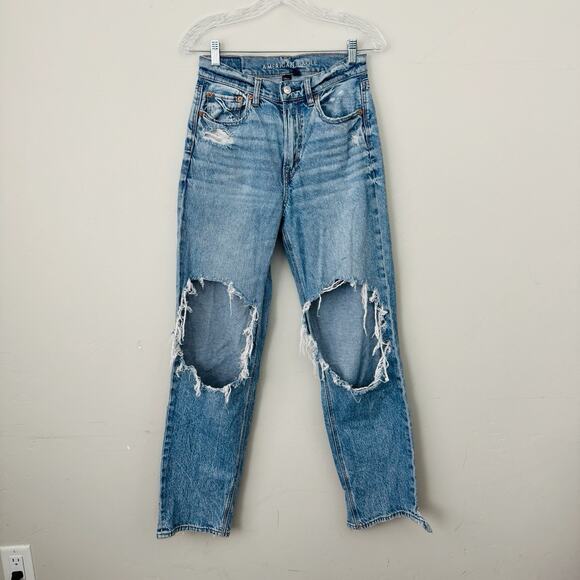 American Eagle Outfitters Denim - American Eagle High Rise Baggy Straight Distressed Jeans Women’s Size 2R